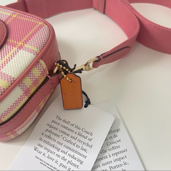 Coach Mini Dempsey Camera Bag With Garden Plaid Print And Coach Patch New W/ Tag - Picture 10 of 14